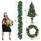 Costway 4pcs Pre-lit Christmas Decoration Set w/ Garland Wreath & Entrance Trees